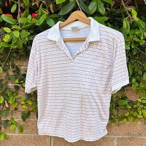 White Polo Shirt with Multicolor Stripes